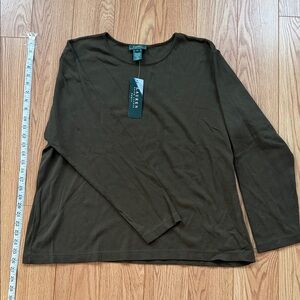NWT Ralph Lauren Olive Green Plus Women's Jersey Top